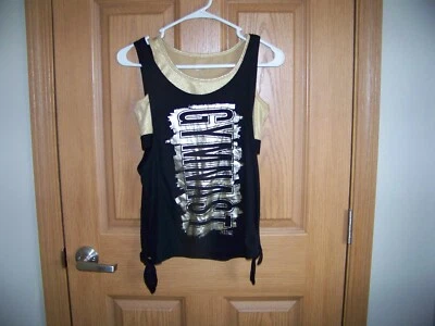 JUSTICE ACTIVE NIÑAS GIMNASTA CAMISETA SIN MANGAS Y SUJETADOR DEPORTIVO TALLA 14 NEGRO/DORADO LIMPIO BONITO Foto 1 de 4