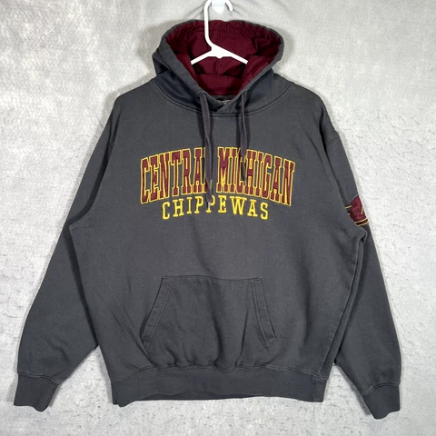 A1 Vintage Central Michigan Chippewas Hoodie Sweatshirt Adult Large Gray Mens Cover