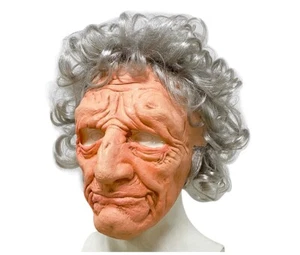 Realistic Granny Mask Latex Halloween Old Lady Woman Mask Fancy Dress Accessory - Picture 1 of 2