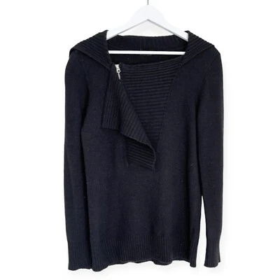 J. Crew Women’s Cashmere Wool Blend Dream Zip Henley Sweater Black Small - Image 1 of 4