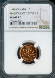 1978 Canada Small Cent NGC MS67 RD - Quality - Picture 1 of 2