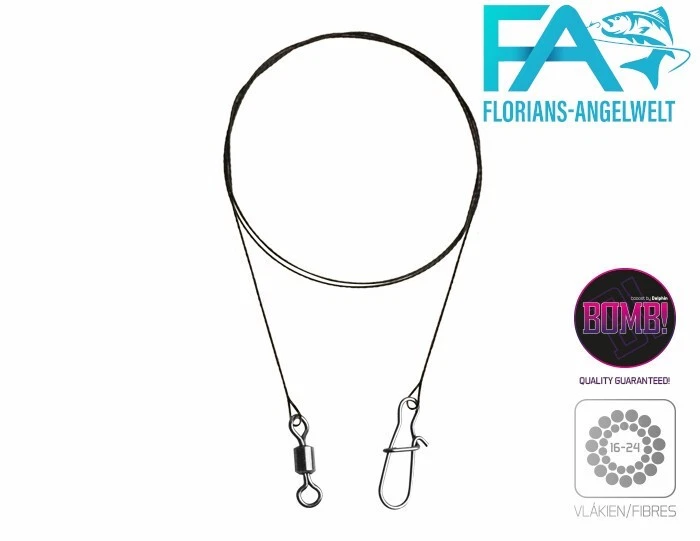 DELPHIN 2x Stahlvorfach Vorfach (7x7) Ummantelt mit Wirbel & Snap Hecht Zander