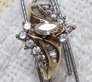 14K MASSIVER GOLD MARQUISE ECHTER DIAMANT EHERING siehe Gutachten - Bild 1 von 7