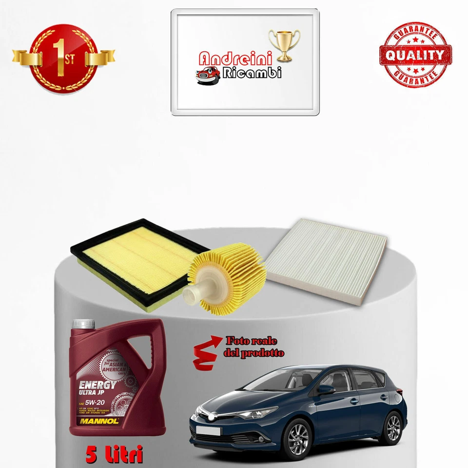 KIT TAGLIANDO FILTRI E OLIO PER TOYOTA AURIS II 1.8 HYBRID 73KW 99CV 2015