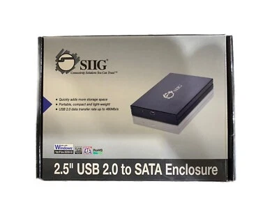 SIIG 2.5" USB 2.0 to SATA Enclosure with a 100 GIG HARD DRIVE. - Image 1 of 4