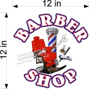12" x 12"   VINYL DECAL FOR BARBER SHOP HAIR DRESSER WALL OR WINDOW WHITE TEXT - Picture 1 of 2