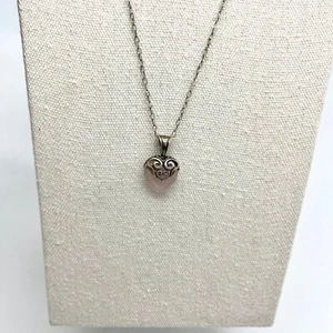 Sterling Silver Necklace Rose Quartz Heart Pendant Chain Jewelry Gift - Picture 1 of 9