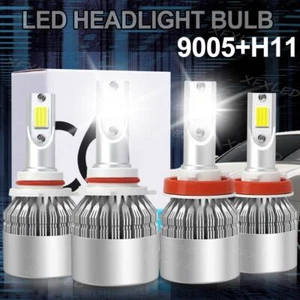 LED Headlight Bulbs Combo Kit 9005 + H11 High Low Beam 6500K White Super Bright - Picture 1 of 11