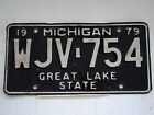 1979 Michigan Great Lake State Nummernschild WJV 754 Etikett MI