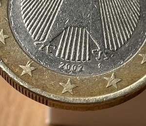 1 Euro Coin 2002 F Letter Germany. With errors- decentralised. Very Rare - Picture 1 of 4