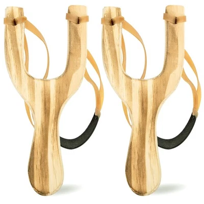 POPLAY Wooden Slingshot Toy, 2PCS Solid Wood Slingshot with Classic Construct...