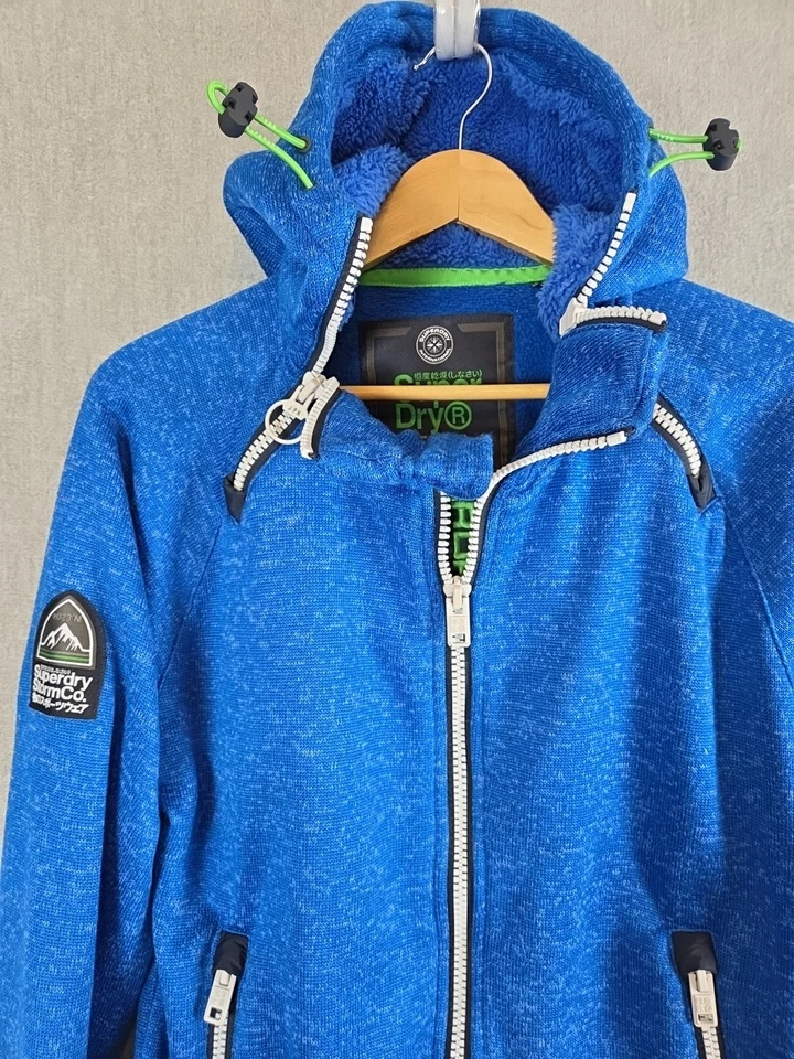Superdry Mountain Storm Sidewinder Hombre L Sudadera con Capucha Fleece Team Fuji Mountain Blue Foto 1 de 4