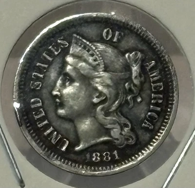 1881 Nickel Three-Cent Piece, Extremely Fine Details, Very Nice, Low Mintage! 🔥 - Image 1 of 4
