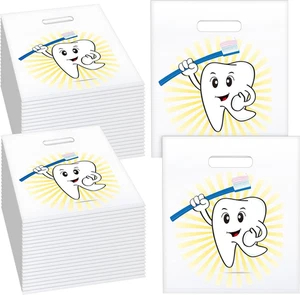 Aliceset 300 Pcs Tooth Merchandise Bags with Handles Plastic Dental Bags for Pat - Picture 1 of 12