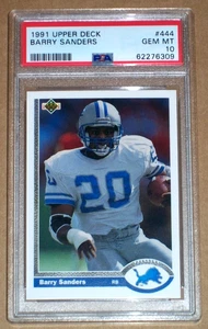 1991 Barry Sanders #444 Upper Deck PSA 10 Detroit Lions - Picture 1 of 3