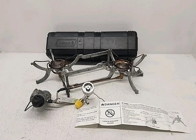 Coleman Peak 1 Xpedition Two Burner Stove Model 9730-701 Backpacking W/ Case  - Image 1 of 4