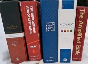 Bible LOT The MacArthur Study Bible New Oxford Annotated NIV Moody Amplified - Picture 1 of 24