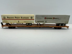 HO ATHEARN 2002 86 FT FLAT CAR CON 2 RIMORCHI 40' PACIFIC FRUIT EXPRESS - Foto 1 di 10