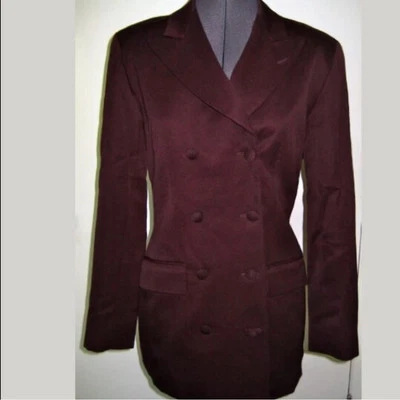 VINTAGE 1990s JOSEPH LONDON PURPLE LADIES FITTED WOOL BLAZER DOUBLE BREASTED M - Image 1 of 4