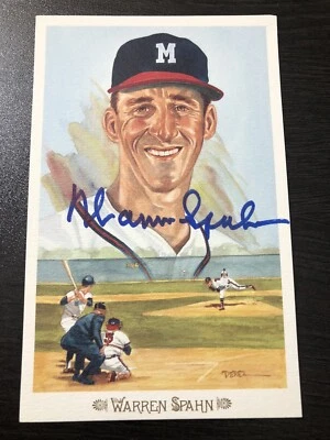 Warren Spahn Signed Perez Steele Celebrations Postcard Braves Auto Must Have! - Image 1 of 2