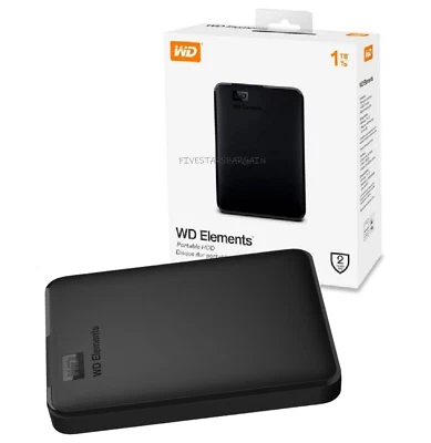 WD Elements 1TB Portable USB 3.0 External Hard Drive SuperSpeed USB 3.2 Gen 1 - Image 1 of 2