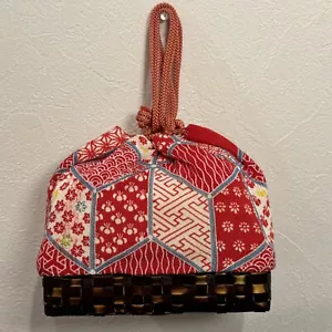 Japanisches Muster Bambuskorb Kordelzug Kinchaku japanische Tasche - Bild 1 von 22