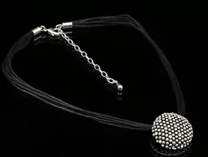 clear crystal semicircle ball beads round silver plated choker necklace M09 - Picture 1 of 5