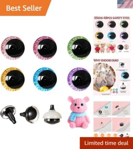 25mm 96pcs Colorful Safety Eyes with Washers – Perfect for Crochet Dolls - Picture 1 of 9