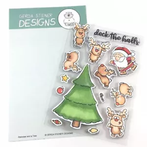 Gerda Steiner Designs, Reindeer and a Tree 4x6 Clear Stamp Set - Picture 1 of 1