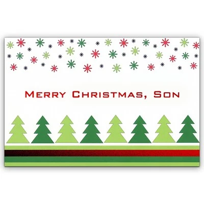 Loving MERRY CHRISTMAS Card FOR SON, Lucky Family by Bella Greetings + Envelope