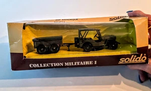Vintage Solido Military Collection 1 Jeep with Remorque Trailer #6034 FRANCE NEW - Picture 1 of 3