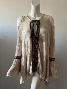 Top túnica bordada hombro frío Free People mujer por amor a las flores M - Imagen 1 de 8