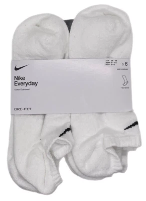 6 pares de calcetines acolchados Nike Everyday Dri-Fit NO SHOW 🧦 BLANCOS GRANDES para hombre Foto 1 de 2