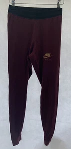 Nike Red Polyester Blend Leggings Size S 28” Gold Logo - Picture 1 of 12