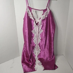 Oscar de la Renta Pink Label Sexy Short Slip Chemise XL Nightgown Satin/Lace - Picture 1 of 16