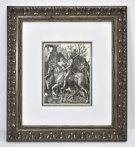 Afilado Albrecht DURER 1800 Grabado B98 Caballero, Muerte y Diablo FIRMADO Enmarcado Certificado de Autenticidad - Imagen 1 de 5