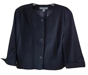 Josephine Chaus Suit Jacket Size 12 Black Lined 3/4 Sleeve 3 Button Machine Wash - Picture 1 of 9