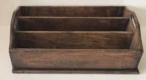 ANTIKE handgefertigte Eiche Holzbesteck Tablett Messer Caddy Sammeln Farm Ernte Tragetasche - Bild 1 von 9