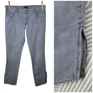 Pantalones de mezclilla LL Beans súper elásticos talla 12 35" cintura cremallera tobillo gris - Imagen 1 de 9