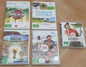 Wii Game Bundle Nintendo Wii sports FIFA WORLD CUP 2010 Fifa 13 Cricket GOLF - Picture 1 of 7