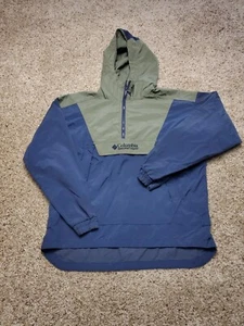 Vintage Columbia Anorak Windbreaker 14/16 Boys Blue Hooded Nylon Vented 1/2 Zip - Picture 1 of 11