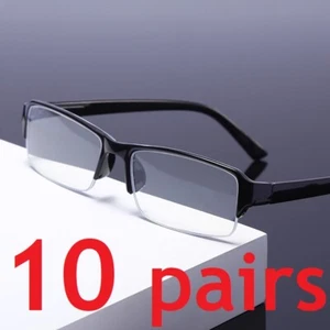 10 Packs Mens Unisex Rectangular Half Frame Reading Glasses Spring Hinge Readers - Picture 1 of 10