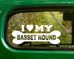 2 I LOVE MY BASSET HOUND DOG STICKERs Breed Decal for Car Truck Laptop Window - Picture 1 of 1