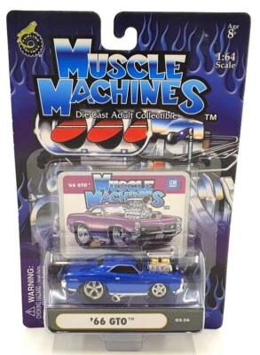 Muscle Machines 1/64 Scale Diecast 71151 03-26 - 1966 Pontiac GTO - Blue - Image 1 of 4