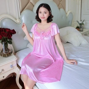 Women's Lace Satin Silk Long Nightdress Ladies Sexy Lingerie Sleepwear Nightie - Picture 1 of 31