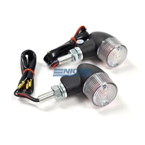 Aluminum Dual Filament Amber Turn Signals Winkers Lights 12 Volt Black Clear - Picture 1 of 2