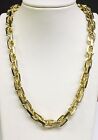10K Solid Yellow Gold Handmade 10.5Mm Fancy Rolo Link Necklace, 22", Approx 200G