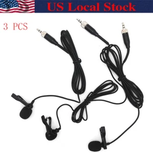 3 pcs Black 3.5 mm Jack Stereo Lavalier Microphone For Sennheiser Wireless MIC - Picture 1 of 7