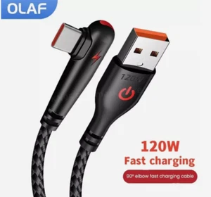 120W USB To Type-C Cable 90 Degree Elbow Mobile Phone Fast Charging OLAF 1M/2M"" - Picture 1 of 8
