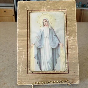 Antique Framed Mary Mother Of Jesus Picture 1800's Keepsake Pressed Paper Glass - Picture 1 of 4